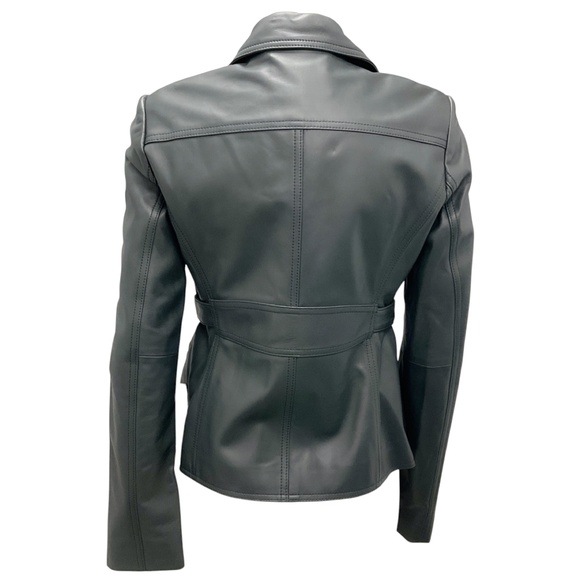 JASON WU CHARCOAL LAMBSKIN LEATHER JACKET - Picture 3 of 6